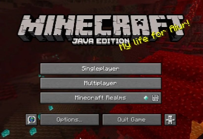 the main menu screen in Minecraft (Java Edition)