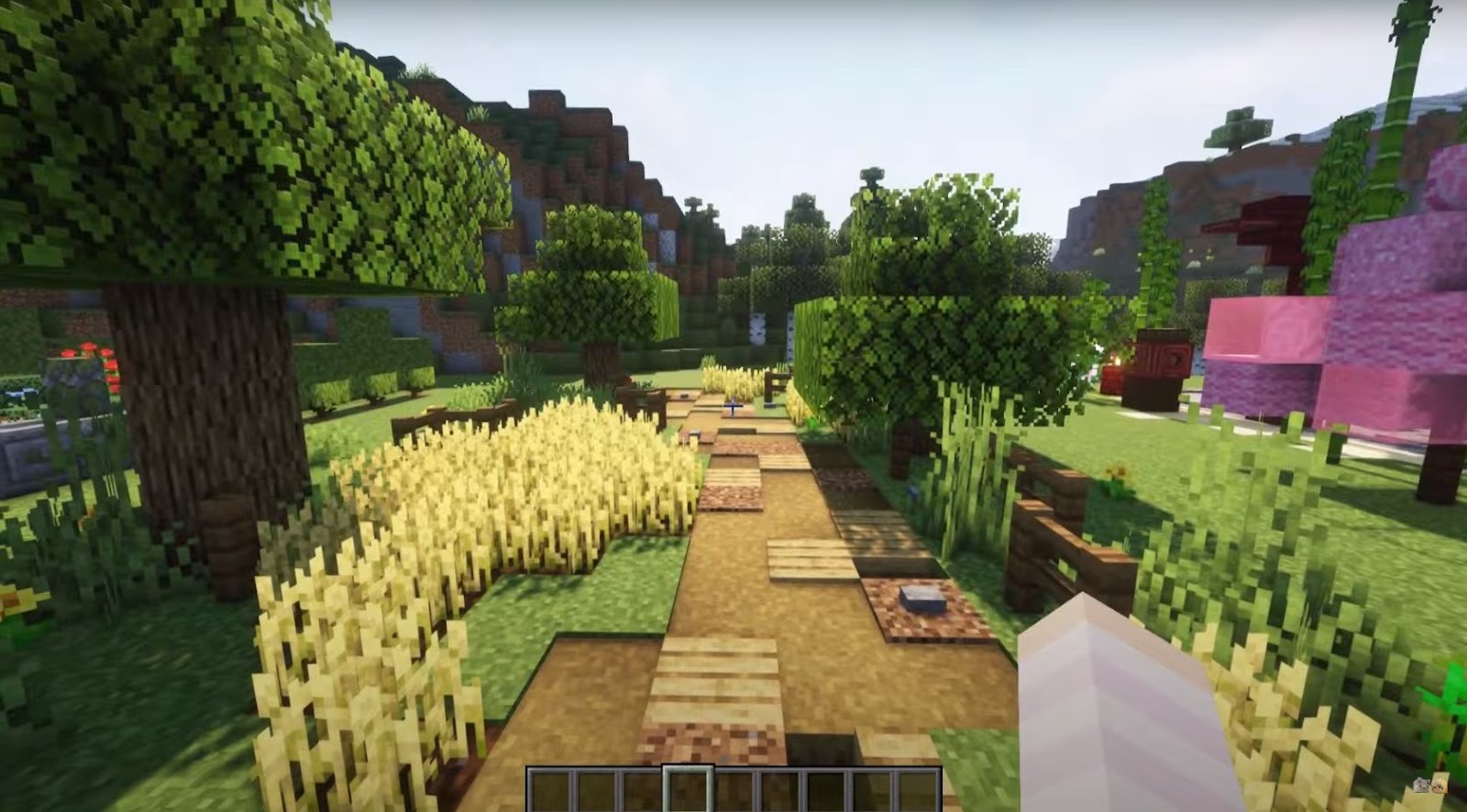an inspirational country path in Minecraft