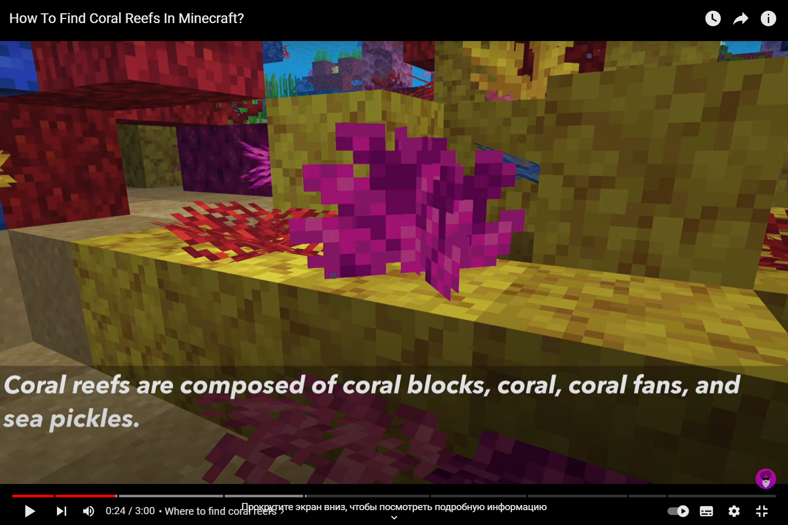Coral reef in Minecraft