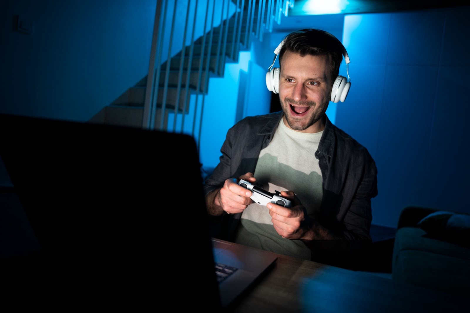 A man playing computer games